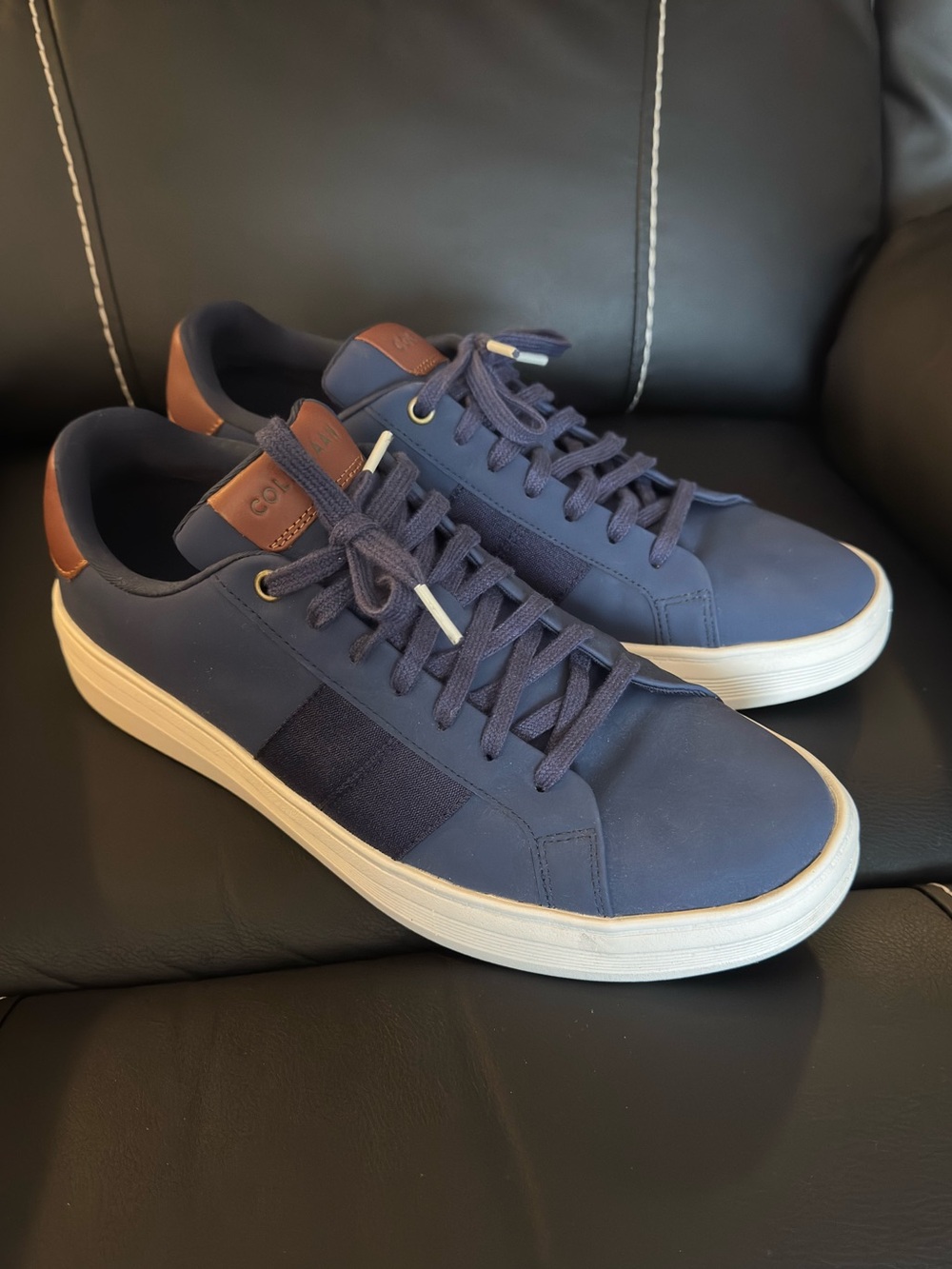 Cole Haan Grand Crosscourt Premier Navy and Brown Trim Sneaker—Men’s 12